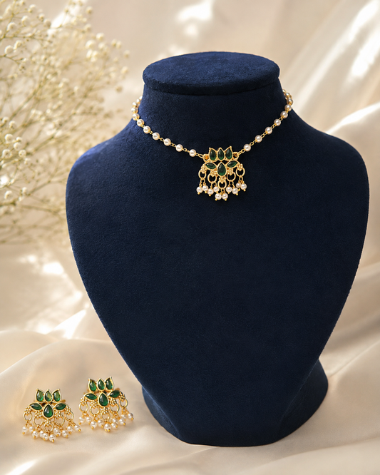 Tanvi Sleek Pearl Lotus Stylish Jewellery Set