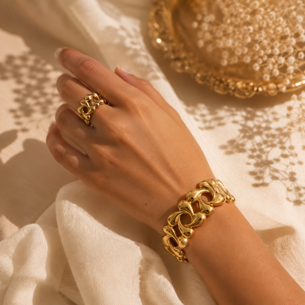 Chunky Gold Plated Cuff ( Anti Tarnish )