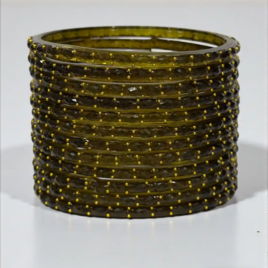 Rain Drop Kashmiri Colorful Bangles - Mehendi Green