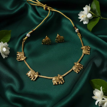 Sleek Elephant Motif Copper Set