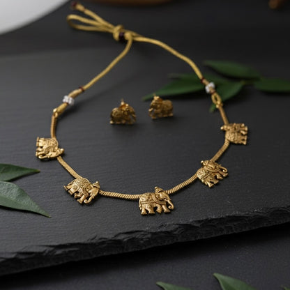 Sleek Elephant Motif Copper Set