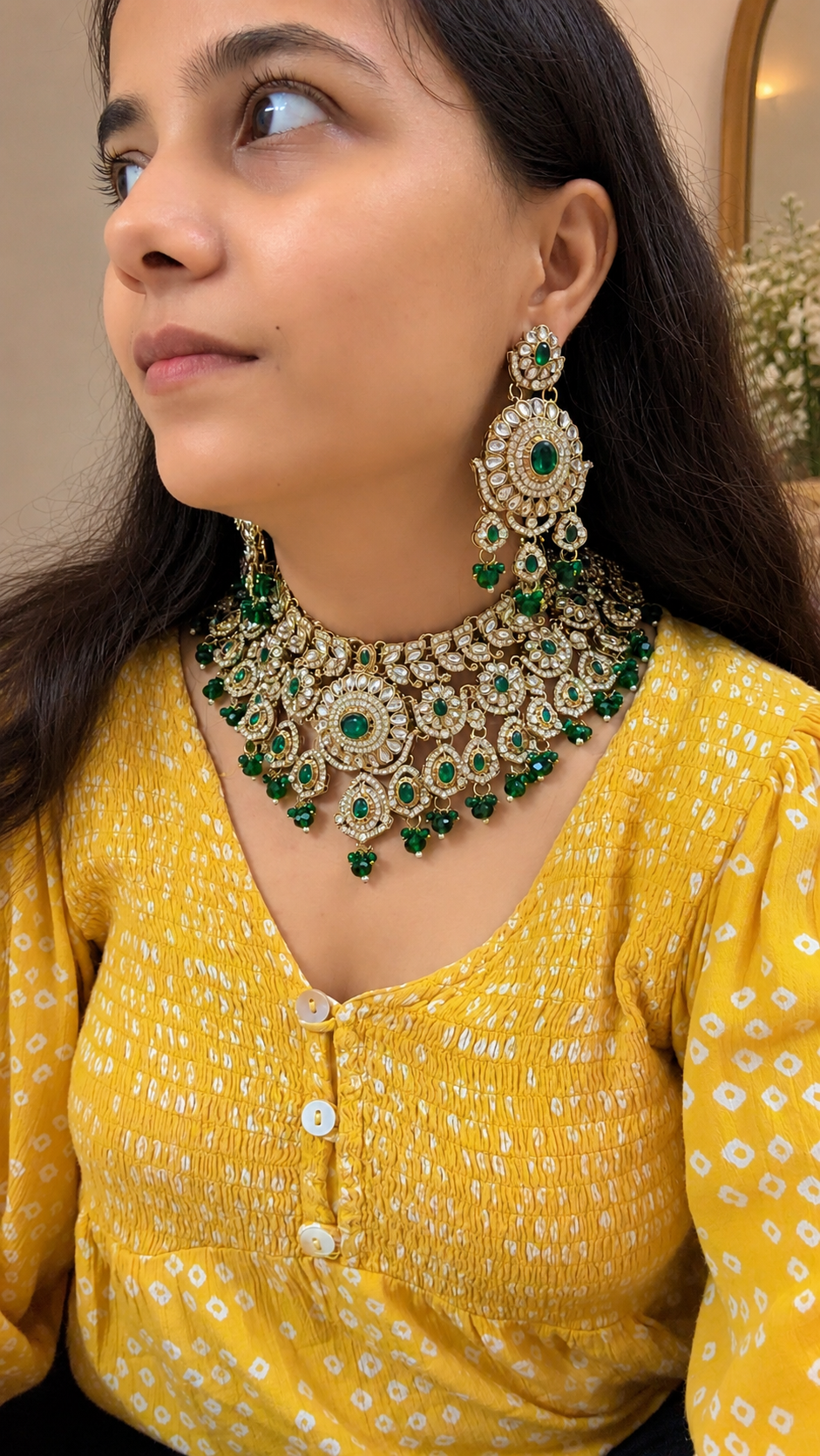 Leher Jewellery Set for Her - Emerald