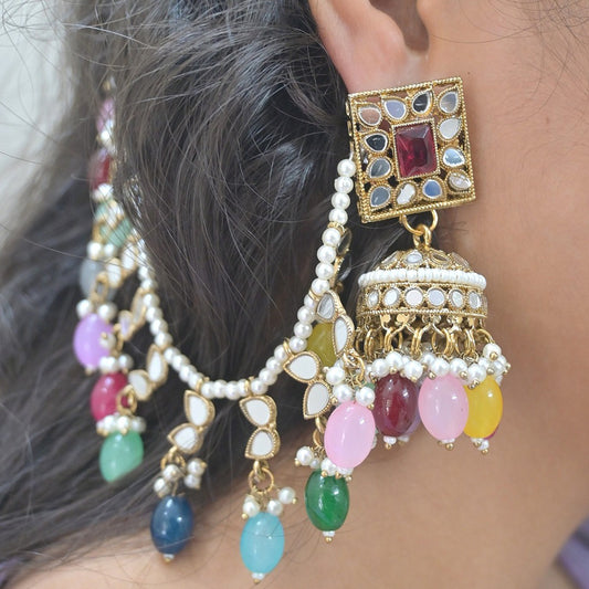 Gurnaaz Mirrorwork Earrings Tikka