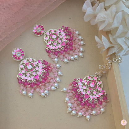 Meenawork Colorful Pearl Earrings Tikka