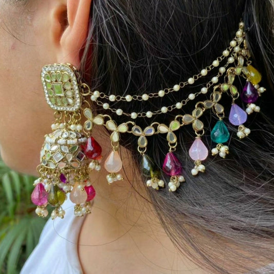 Prisha Multicolor Mirrorwork Earrings Tikka