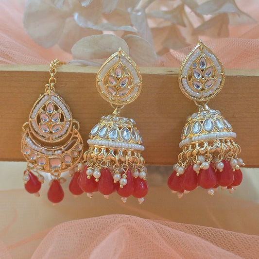 Alia Earrings Tikka - Red