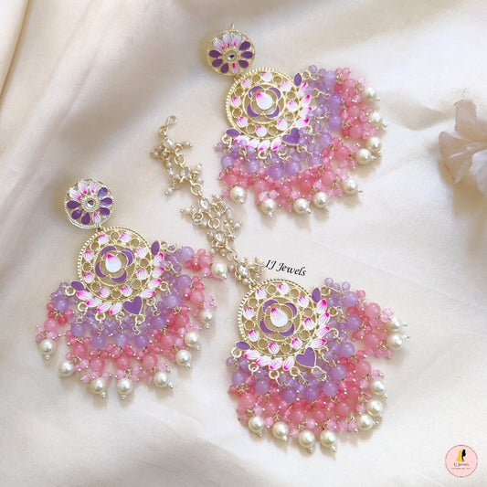 Lavender Pearl Earrings Tikka