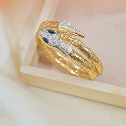 Diamond Studded Spiral Snake Bracelet