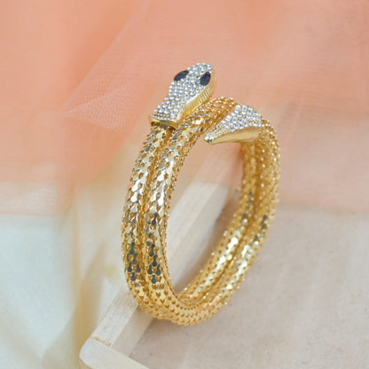 Diamond Studded Spiral Snake Bracelet