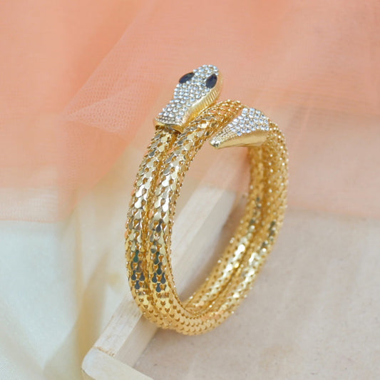 Diamond Studded Spiral Snake Bracelet