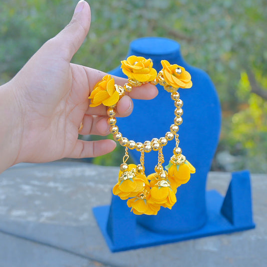 Yellow Adjustable Floral Kada