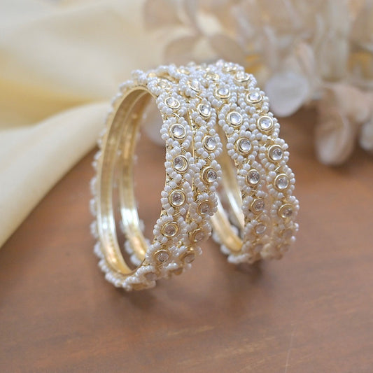 Premium Kundan with Pearl Detailed Bangles