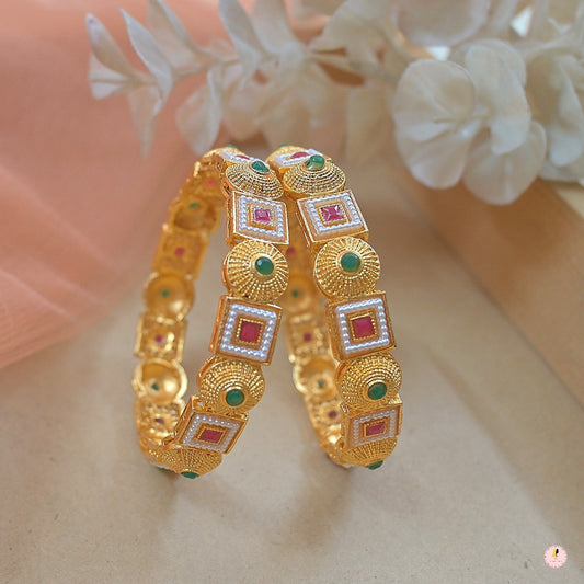 Traditional Colorful Gold Plated Bangles