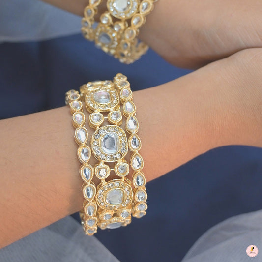 Stylish Polki Inspired Bangle Set (Set of 6)
