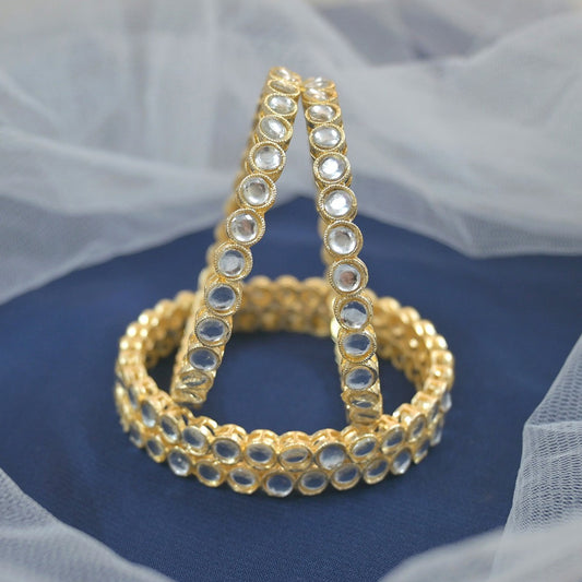 Set of 4 High Gold Plated Sleek Bangles - Round Shape