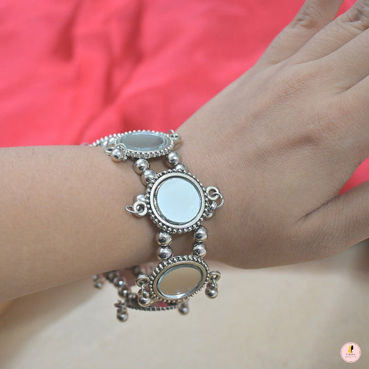 Rohini Silver Mirror Kada