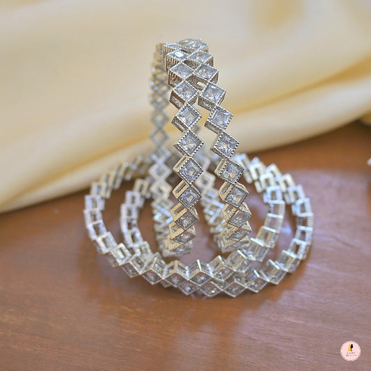 Silver AD Bangles - Set of 4