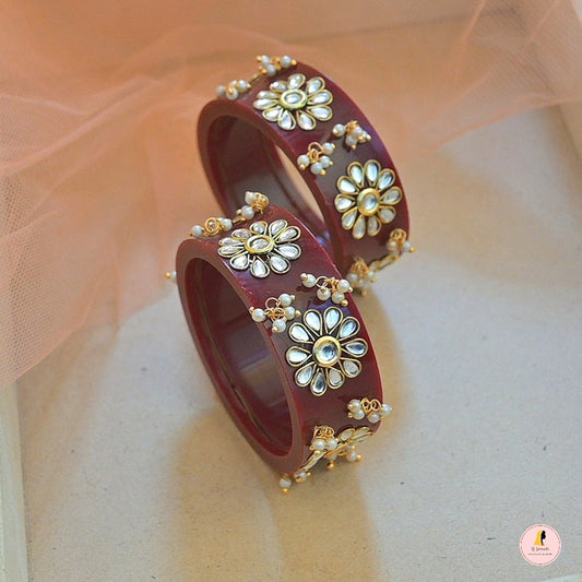 Trishala Rajasthani Broad Kadas - Maroon