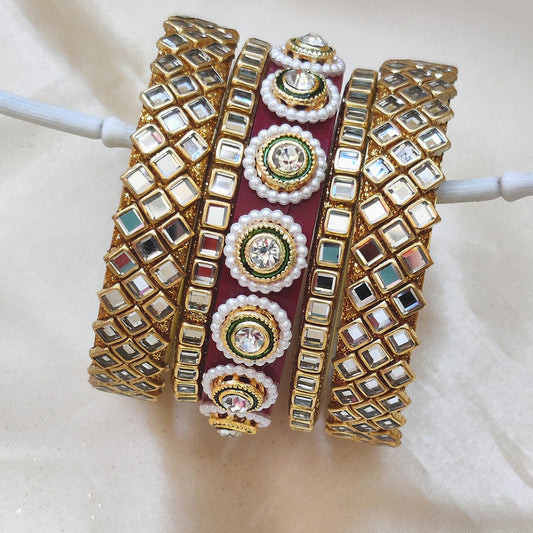 Sohini Rajasthani Kada Kundan Bangle Set