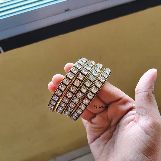 Pachi Kundan Bangles