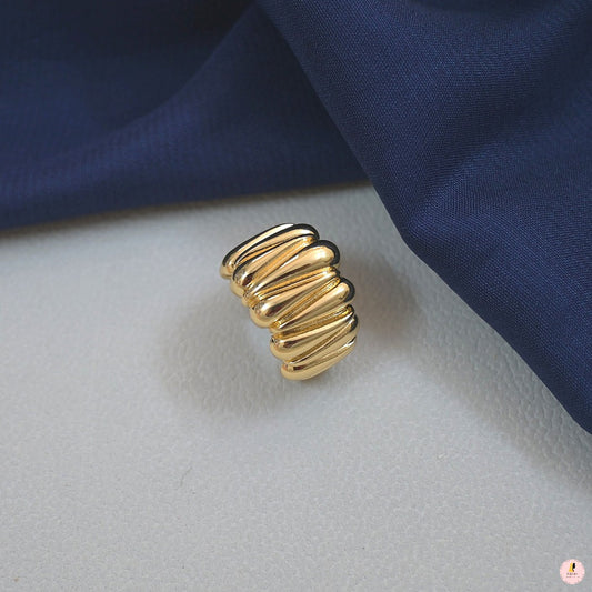 Golden Metallic Anti Tarnish Chunky Ring