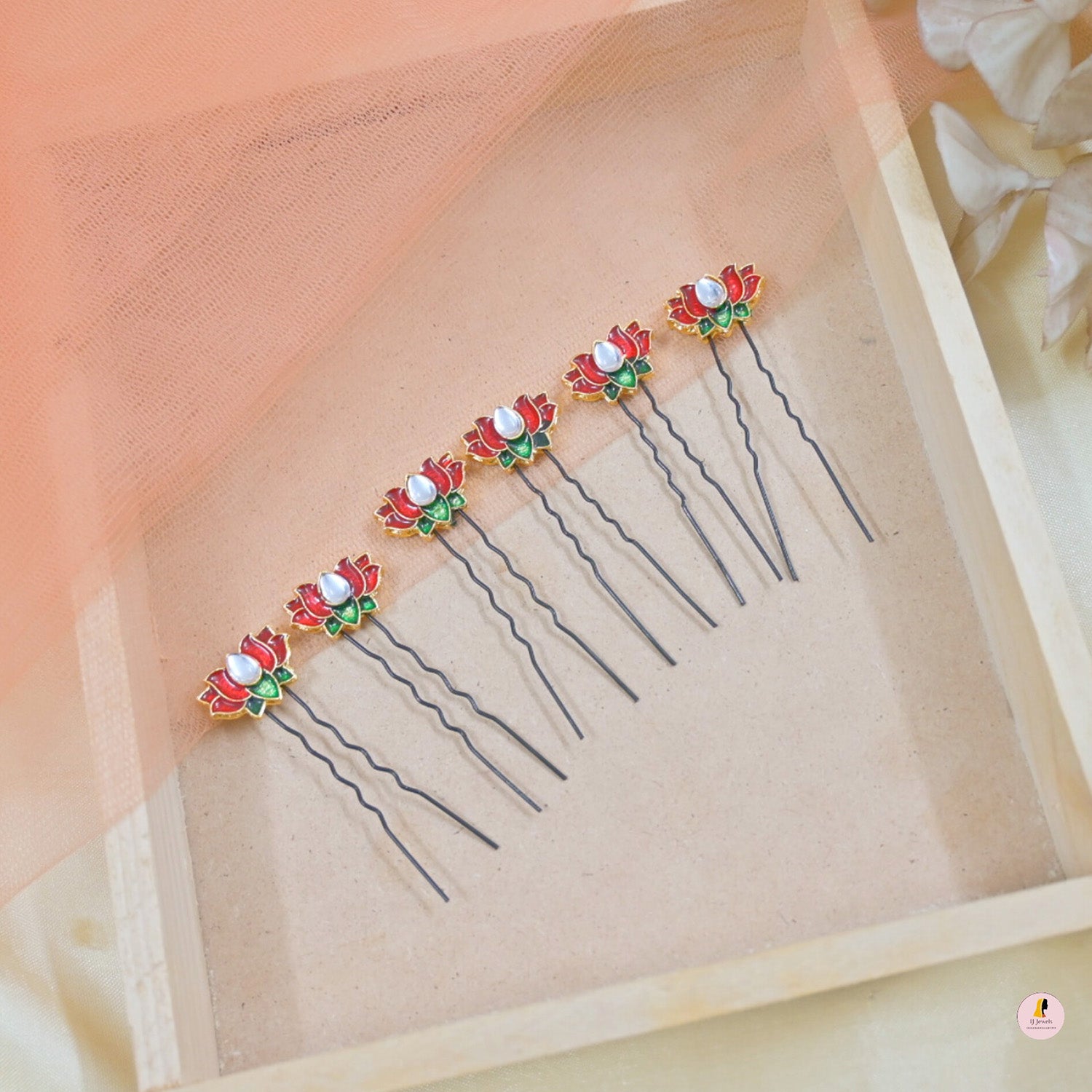 Lotus Hair Pins (Set of 6) – IJ jewels - Main Image