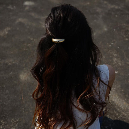 Golden Metallic Broad Hair Tie for Her