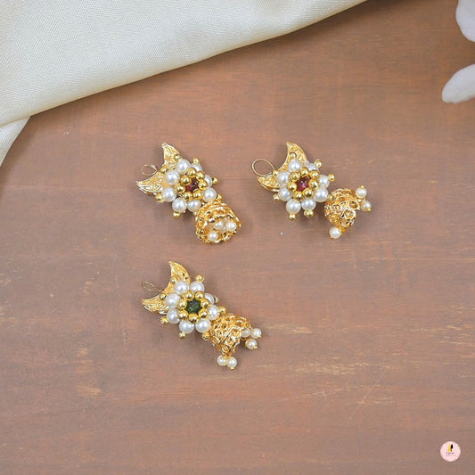 Hair Bun Accessory with Jhumka ( Set of 3 )