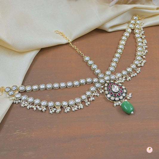 Real Polki Kundan Layered Bridal Mathapathi