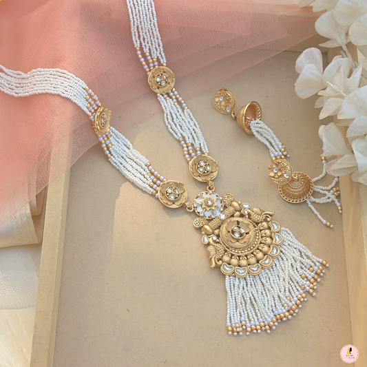 Prajakta Rajwadi Copper Long Mala Set