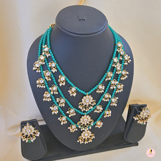 Saumya 3 Layered Rani Haar - Green