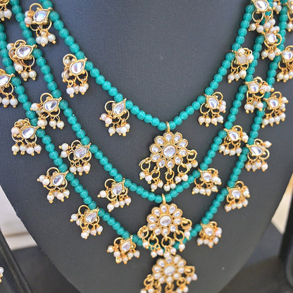Saumya 3 Layered Rani Haar - Green