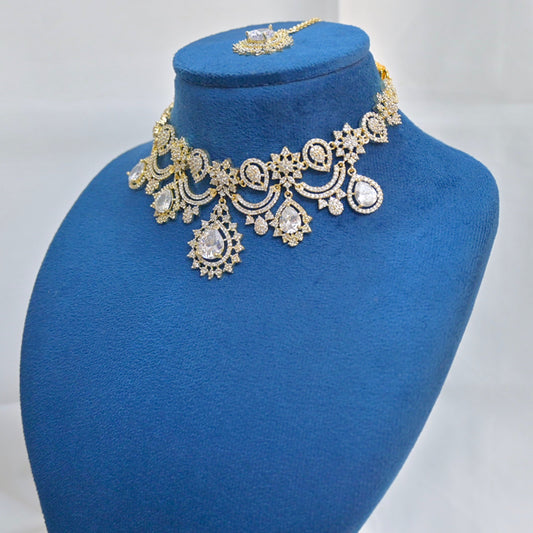 Bhavya Dual Tone AD Neckpiece Set
