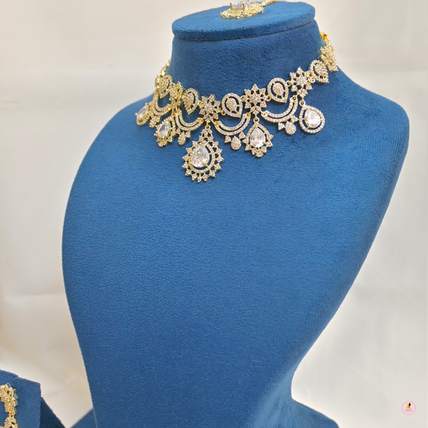 Bhavya Dual Tone AD Neckpiece Set