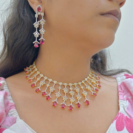 Sophia Dual Tone AD Jewellery Set