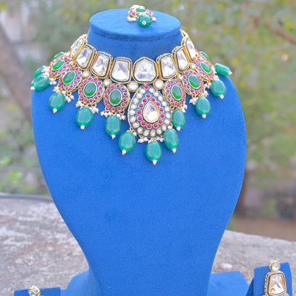 Oorja Polki Kundan Semi Bridal Jewellery Set