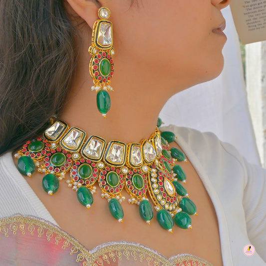 Oorja Polki Kundan Semi Bridal Jewellery Set