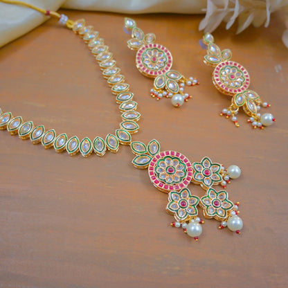 Medha Reverse AD Meenawork Pendant Set