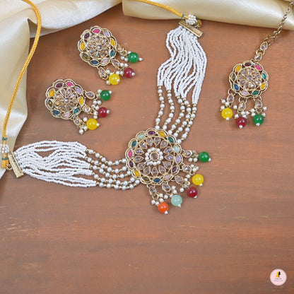 Aditi Reverse AD Pearl Choker Set