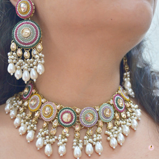 Amber Multi Color Kashmiri Jewellery Set