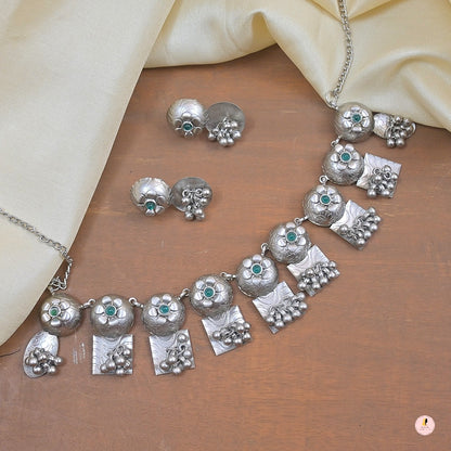 Hema Silver Matt Jewellery Set