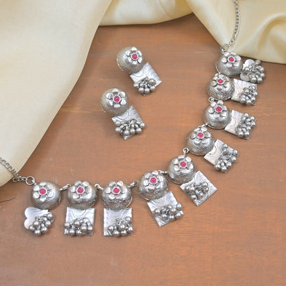 Hema Silver Matt Jewellery Set