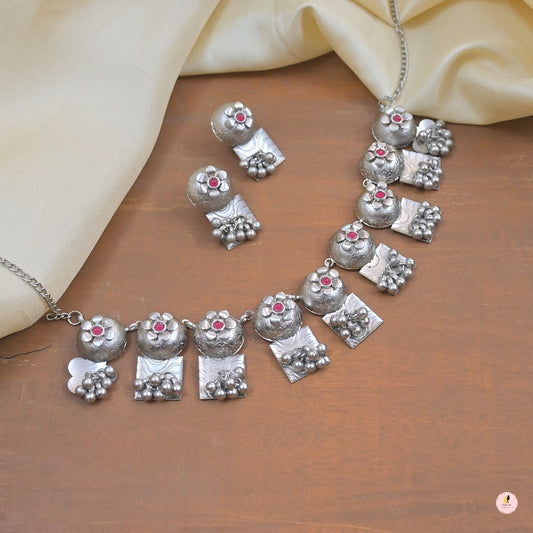 Hema Silver Matt Jewellery Set