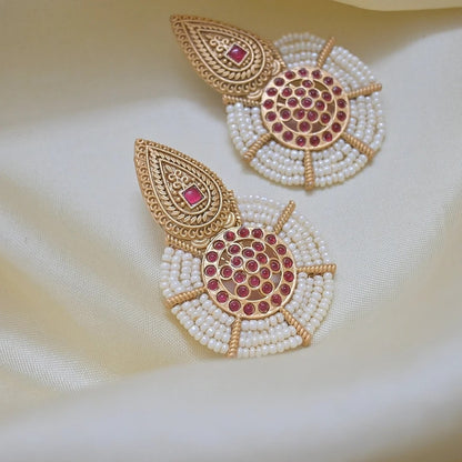 Gunjan Matt Finish Golden Kemp Earrings