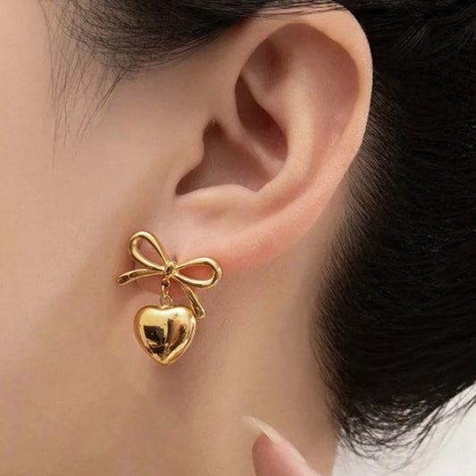 18K Gold Plated Dainty Bow Earrings