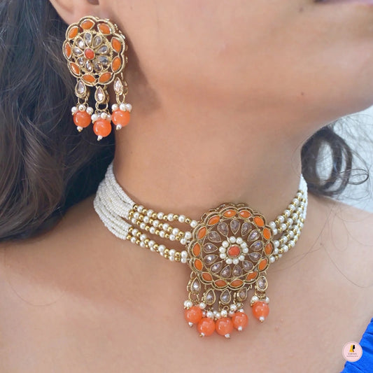 Aditi Reverse AD Pearl Choker Set