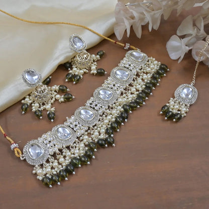Kianna Pearl Layered Polki Lookalike Choker Set