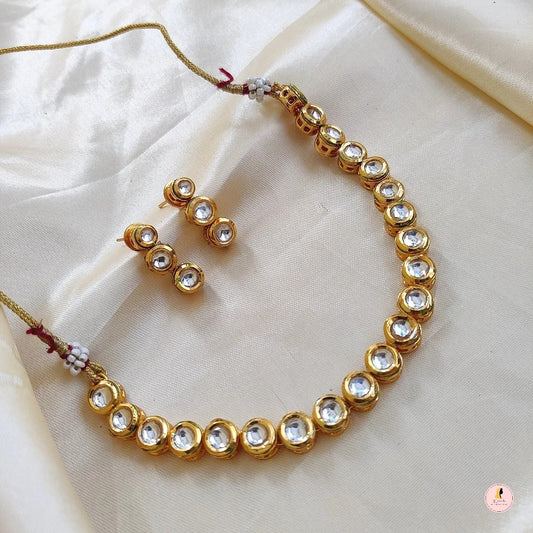 Round Kundan Set With Back Meenawork