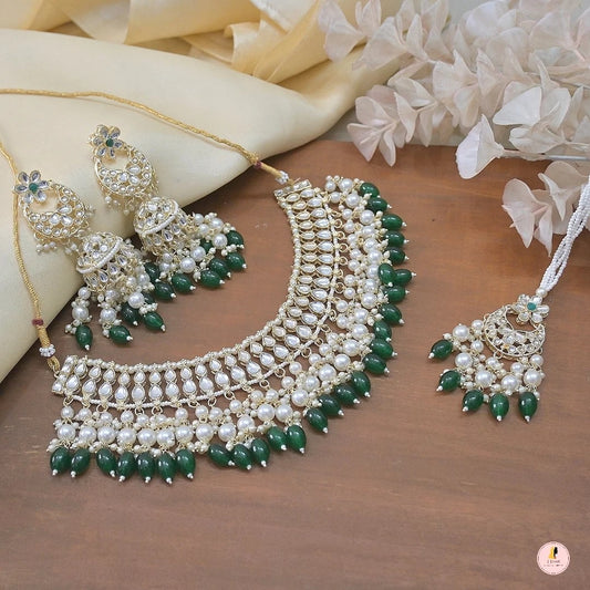 Shalini Pearl Detailed Semi Bridal Kundan Set
