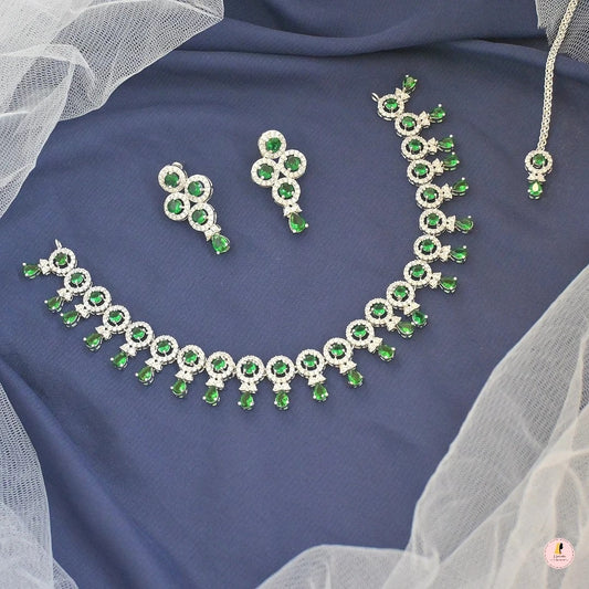Konkana Dainty Silver AD Premium Neckpiece